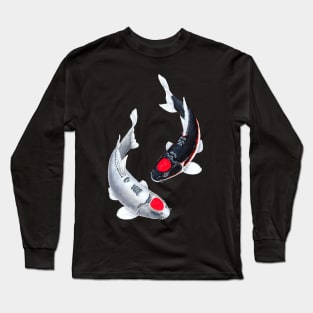 Koi Fish Tancho Black White Long Sleeve T-Shirt